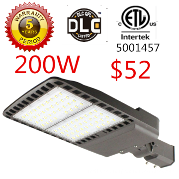 Top item 5 years warranty led street light ETL DLC 100w 200w 300w led shoe box light